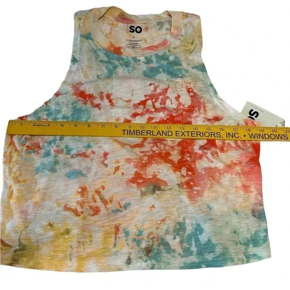 SO Juniors’ Tank Top Cropped High Neck in a Peach Tie Dye. Size Large. NWT - Picture 5 of 6